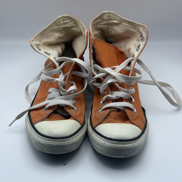 Converse Chuck Taylor All Star Orange High Top Sneakers Mens 7 Womens 9 Canvas - Picture 2 of 9